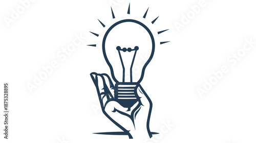 Hand holding a lightbulb illustration.