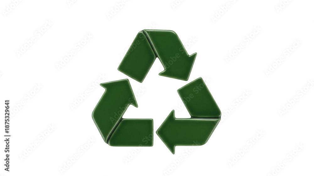 Obraz premium Green recycle symbol PNG isolated on transparent background, eco-friendly concept for environmental awareness and sustainable practices