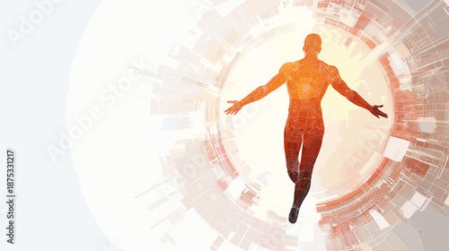 Human Body Silhouette in Motion Pose.