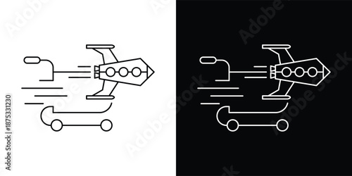 This silhouette icon illustrates a shopping cart combined with a horizontally positioned rocket, emphasizing extreme speed, instant movement, and efficiency in the shopping or checkout process