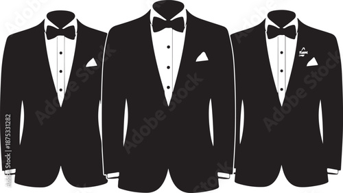 Black tuxedos with white shirts and bowties suit jacket