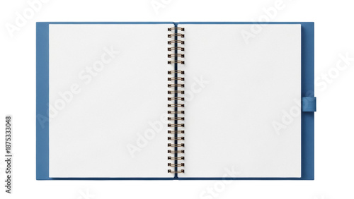 Tableau sur toile Open blue spiral notebook PNG isolated on transparent background, blank pages fo