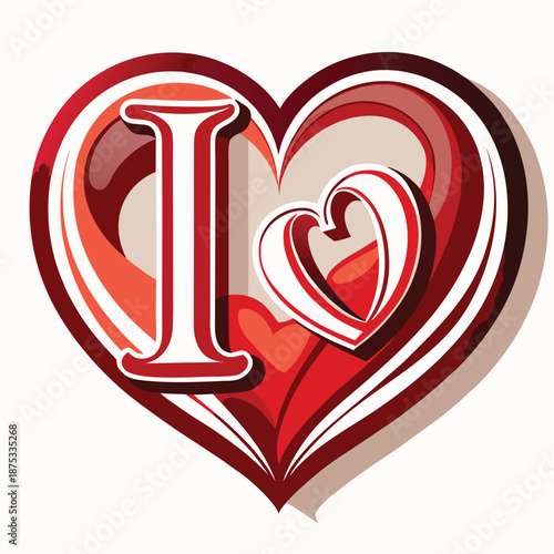 Stylized heart with I love symbol inside.