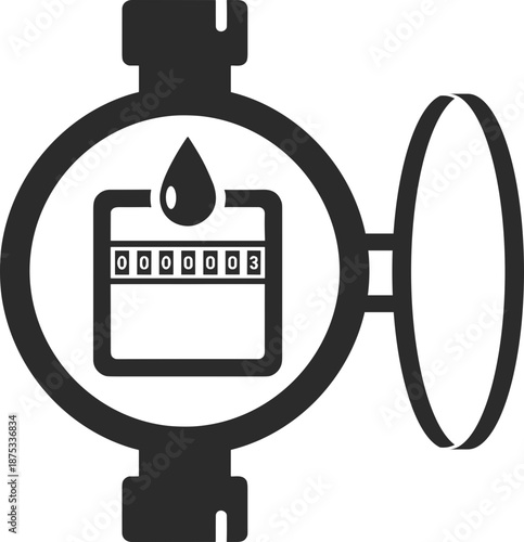 water meter utility icon in dark grey and clear background, editable vector illustration