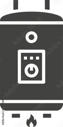 geyser water heater utility icon in dark grey and clear background, editable vector illustration
