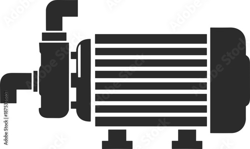 water pump motor utility icon in dark grey and clear background, editable vector illustration