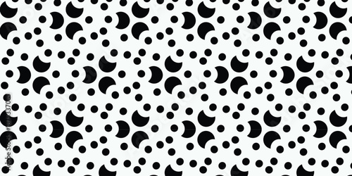 Monochromatic Abstract Geometric Pattern with Crescents and Dots