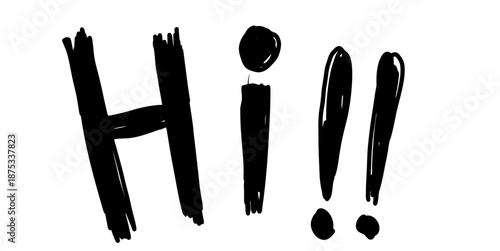 Hi scratch words vector for grunge greetings. Ideal for rough text textures, distressed hello signs, welcoming messages, and edgy typography art.