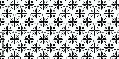Classic Monochrome Decorative Motif with Floral and Cross Shapes