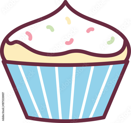 Cupcake With Frosting Sprinkles Cartoon