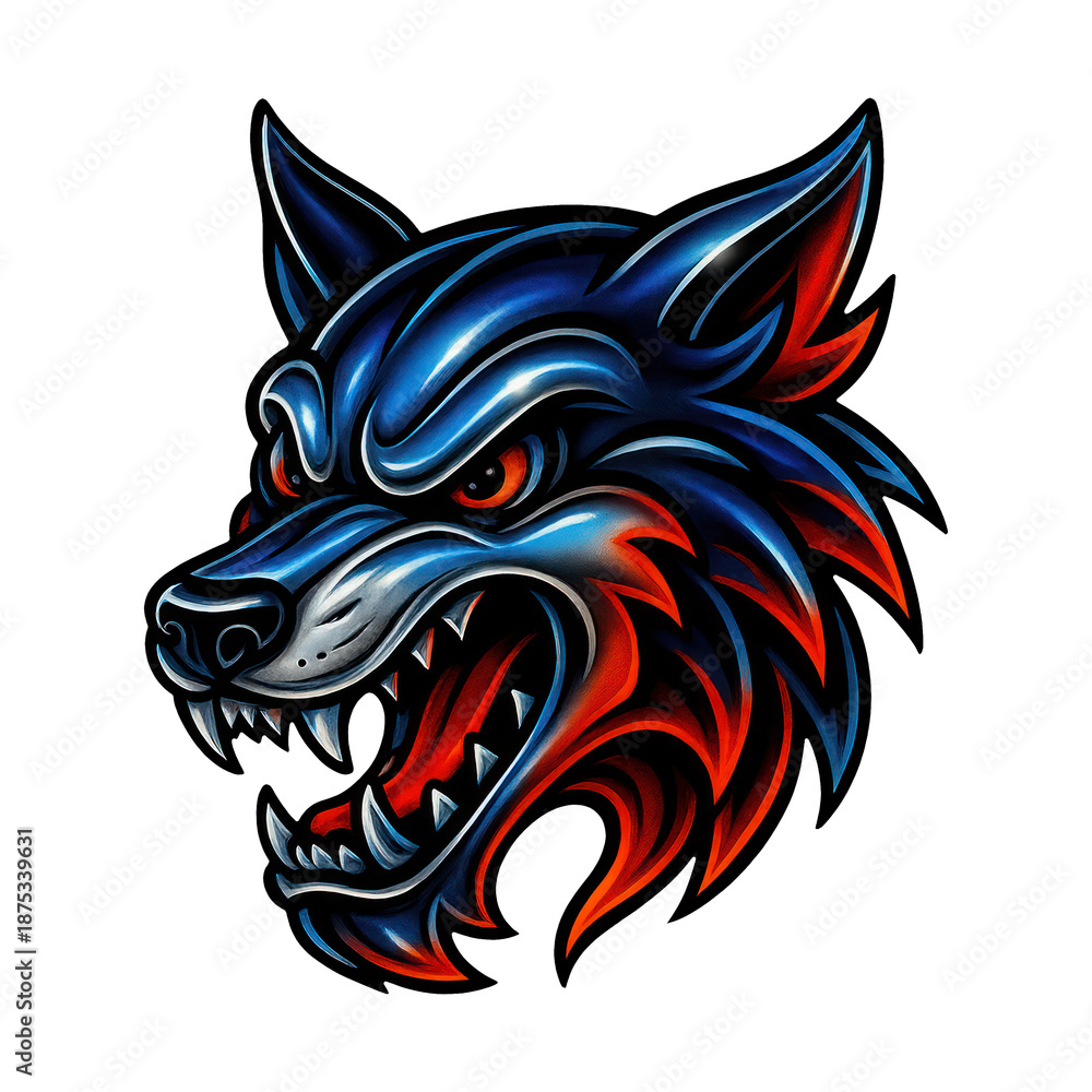 Obraz premium PNG Fierce wolf head illustration