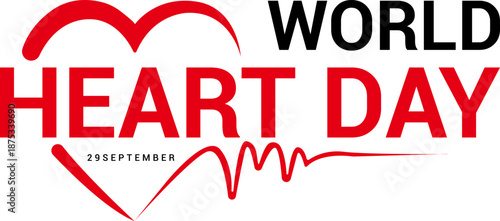 World Heart Day logo with heartbeat line and red heart design. Perfect for healthcare, awareness campaigns, cardiology, and medical wellness ,Medical sign on 29th of September. Vector illustration