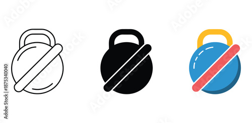 Set of Three Prohibition Sign Icons in Different Styles, Featuring No Entry, No Access, and Restricted Symbols for Safety