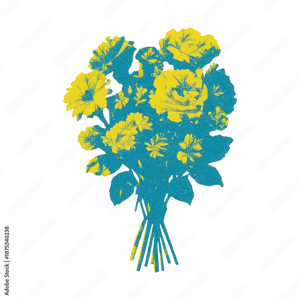 Fototapeta premium PNG Vibrant floral bouquet illustration