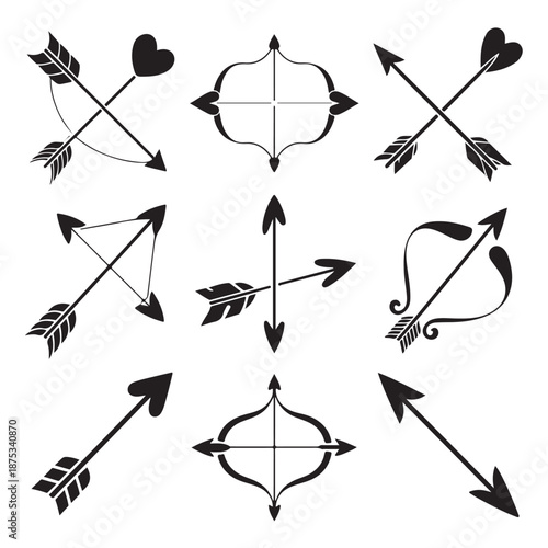 Cupid’s Arrow Silhouette Set | Love & Valentine’s Day Vector Icons