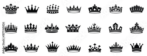 Crown king mega icon set Crown  Crown icon set icons set. Crown symbol collection. Vector illustration Crown set icons