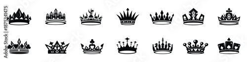 Crown king mega icon set  Crown icon set Crown icons set. Crown symbol collection. Vector illustration