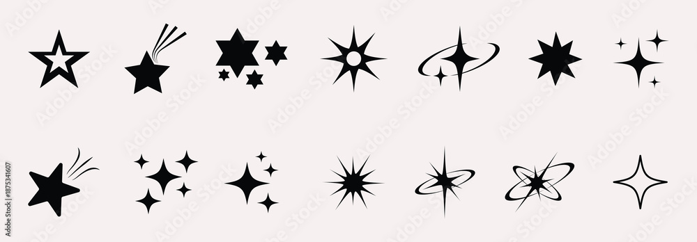 Fototapeta premium star icon Sparkle vector icons set ine sparkle icon. Sparkle star icons set sparkle star icon set simple style vector illustration