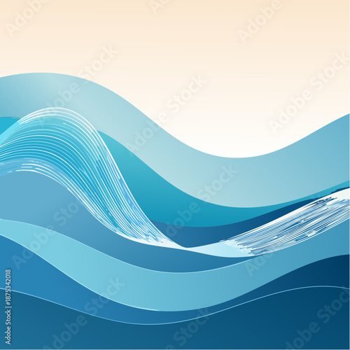 Abstract blue wave background with flowing curved shapes in corporate blue and teal colors from a top viewpoint