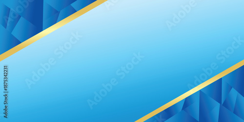 Abstract blue and cyan background with golden lines decorative geometric pattern modern corporate presentation template design