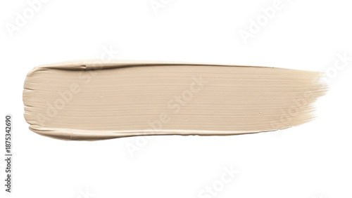 Beige paint stroke isolated PNG on transparent background, creamy neutral color swatch for design and decoration use, cosmetic foundation sample