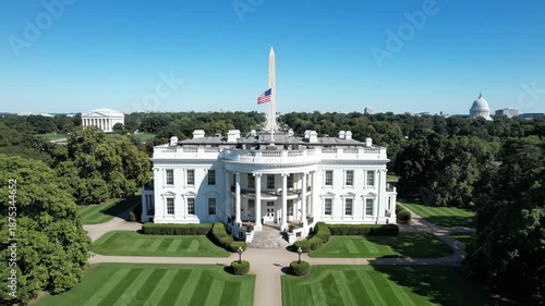 White House with Washington Monument