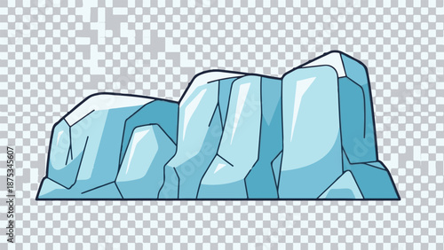 Cartoonish iceberg formation, rendered in shades of light blue and white