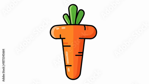 Cartoonish orange carrot with green leafy top