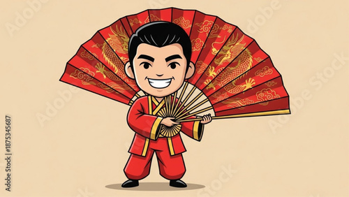 Boy with Firecrackers Lunar New Year Party