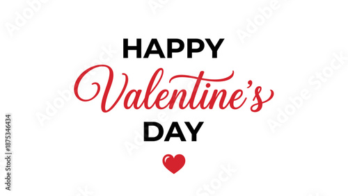 Happy Valentine's Day Vector Typography. Modern Handwritten Script and Bold Font Text with Red Heart. Love Holiday Greeting Banner.
