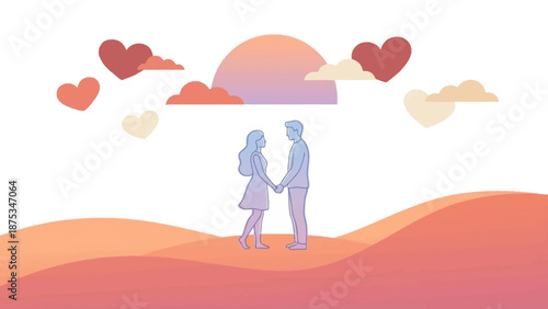 Romantic Couple Holding Hands Illustration. Modern Minimal Vector Design for Love, Dating, Valentine's Day, and Relationships.