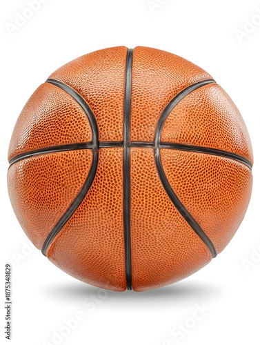 Orange basketball isolated against a clean white backdrop, great for sports or exercise themes.