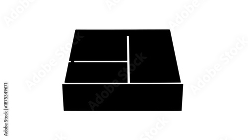 Minimalist Black and White Bento Box Icon Illustration.