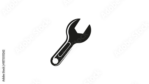 Black and white vector graphic of a wrench tool.