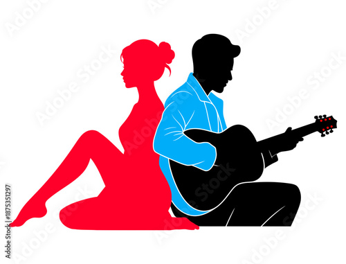 A silhouette of a couple enjoying music together