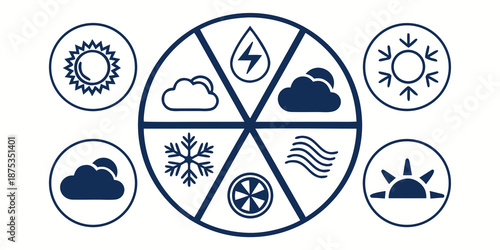 Collection of weather and energy icons, vector