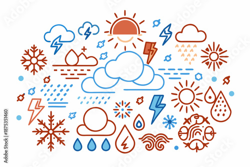 A collection of various weather icons, vector