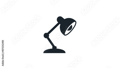 Black Desk Lamp Icon on White Background.