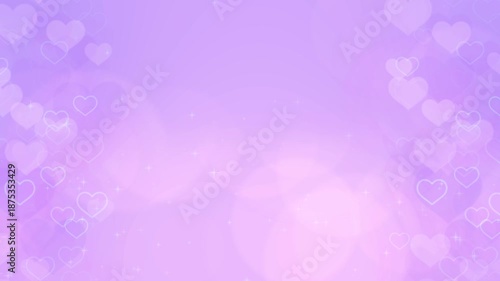パステルパープルのハートがゆっくり上昇するループ背景動画 / Pastel Purple Hearts Floating Up Slowly Loop Background
