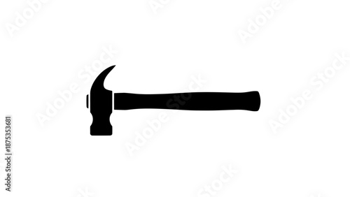 Black Hammer Silhouette on White Background for Construction and Repair.