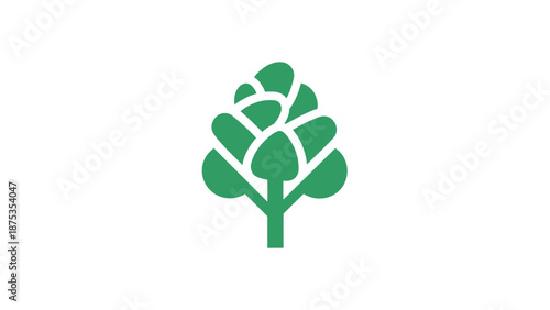 Stylized Green Artichoke Icon on Clean White Background.