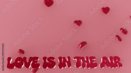 Horizontal Valentine 3d love headline heart loop animation infographic metallic lettering quote banner copyspace poster flyer pink red template mockup romantic cupid February greeting card invitation