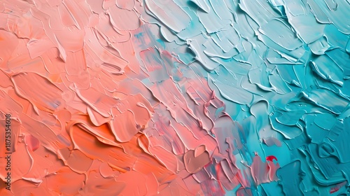 Turquoise to Coral Gradient in Tropical Summer Tones Captured in Vibrant Abstract Background Design