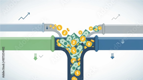 Cash Flow Problem and Financial Bottleneck Concept for Business
