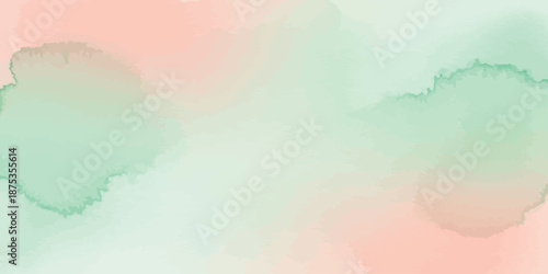 Soft artistic watercolor texture in pastel pink and mint green gradient