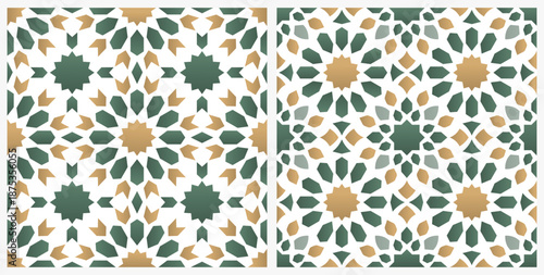 Islamic Moroccan Geometric Seamless Patterns Background Set