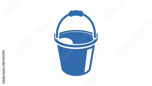 Blue bucket with white contents, vector illustration on white.