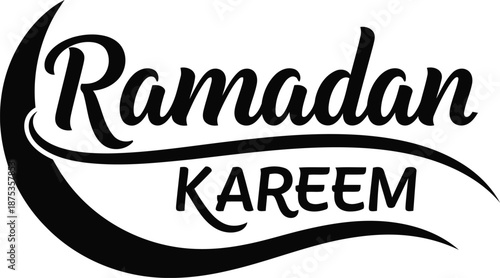 Ramadan Kareem vector black crescent moon calligraphy Islamic holiday greeting design