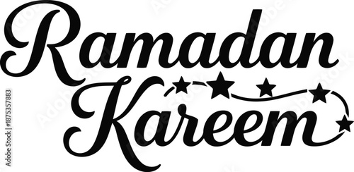 Ramadan Kareem vector calligraphy with stars, festive Islamic holiday greeting design