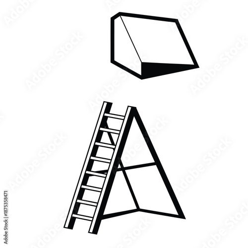 a frame and a roof with a ladder